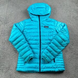 Patagonia Down Sweater Hoody Jacket Womens Small Blue Puffer Coat Hiking 84711